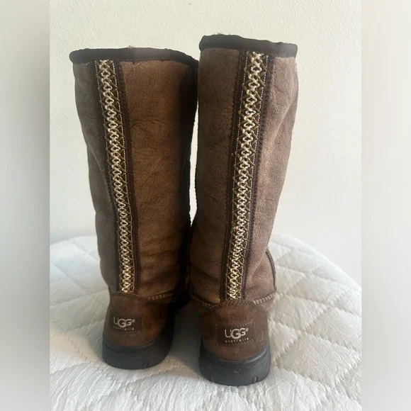 UGG Ultimate Tall Braid Boot (5340) - Shearling Hard Bottom Snow Boot - Size 6 - Picture 1 of 7